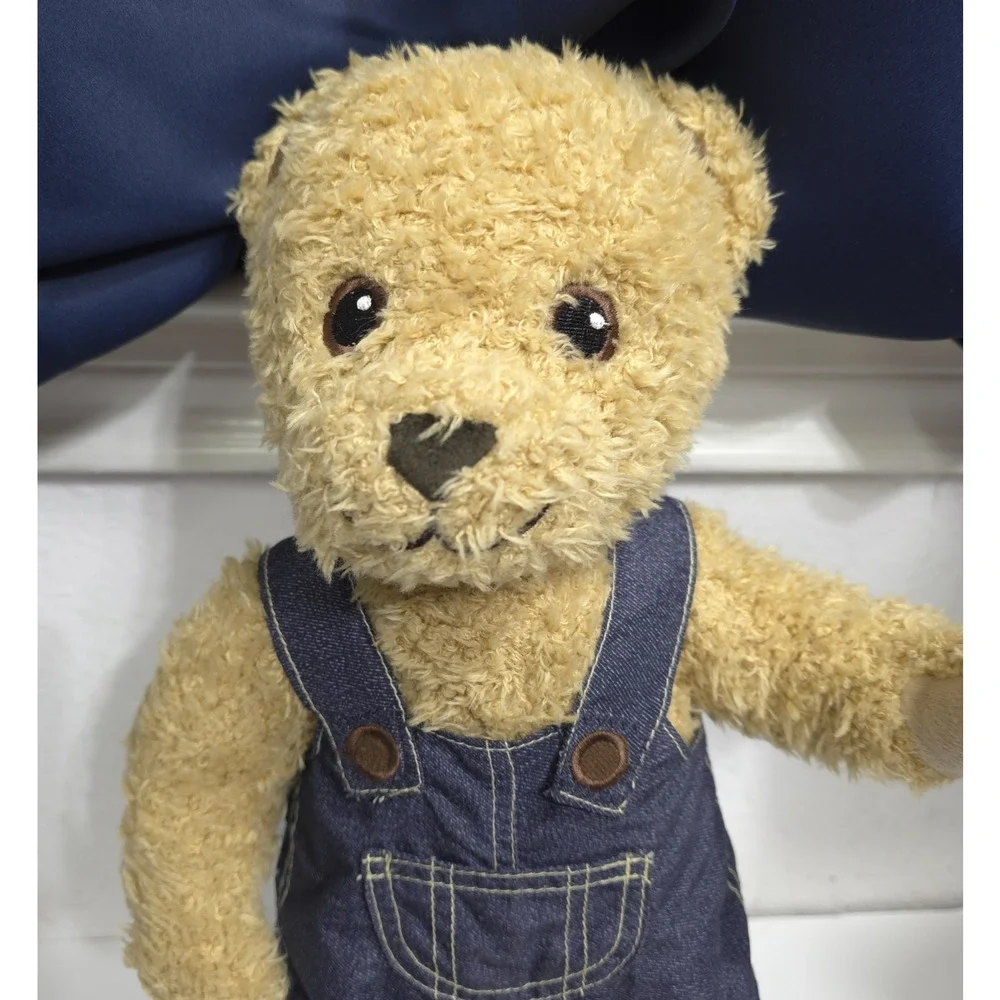 IKEA BRUMMA‎ Teddy Bear Jointed Cuddle Brown Plush in Blue Denim Overalls